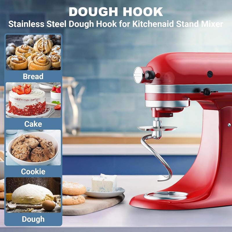 Cofun Stainless Steel Spiral Dough Hook for Kitchenaid Stand Mixer, 4.5 Qt - 5 Qt Tilt-Head Stand Mixer Attachments for Kitchenaid Dough Hook - Dishwasher Safe by - Image 2
